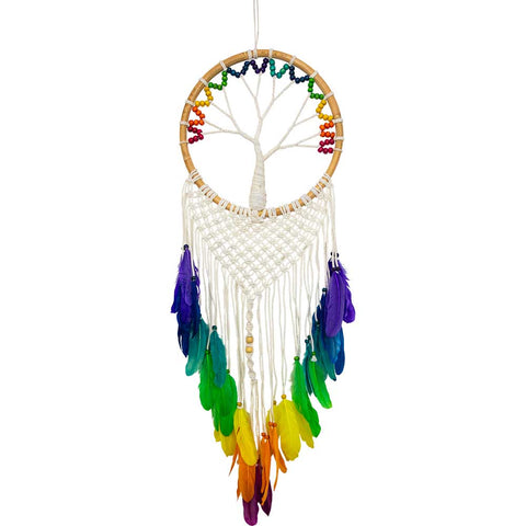 Wall Hanging - Wood Bead Tree w/ Macrame Chakra