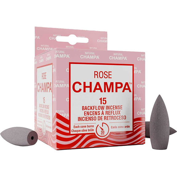 Natural Champa Backflow Cones - Rose (15pk)