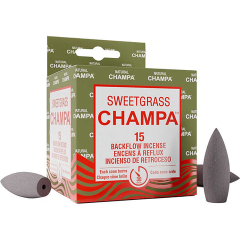 Natural Champa Backflow Cones - Sweetgrass (15pk)
