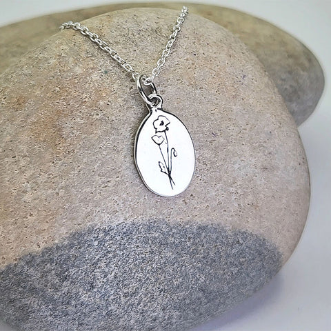 Collier Fleur de Naissance : Août en argent sterling