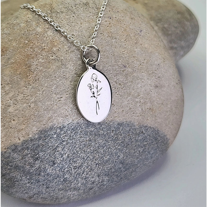 Birth Flower Necklace: September (Morning Glory) sterling silver