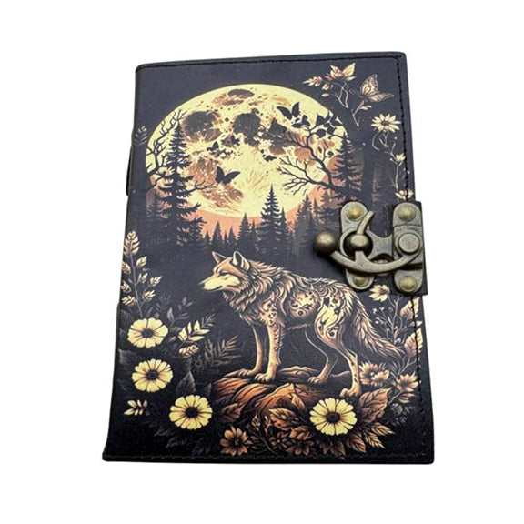 Leather journal wolf moon