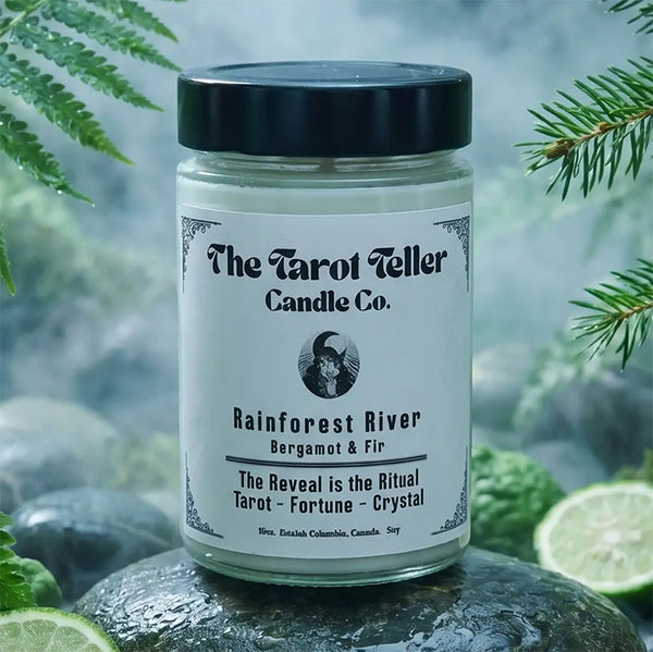 Tarot Reveal Candle: Bergamot & Fir- Rainforest River