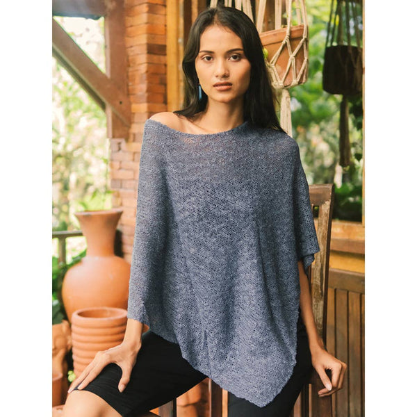 Poncho Double Knit Popcorn - Demin