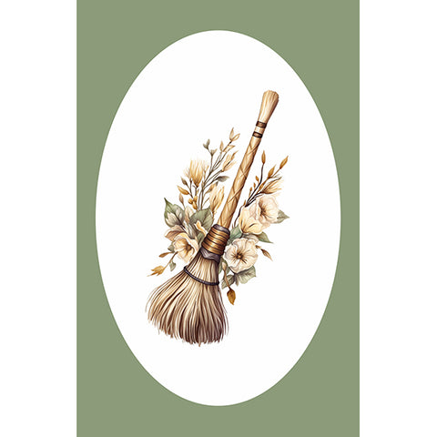 Greeting Card Floral Broom
