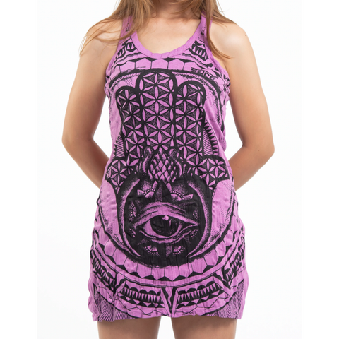 Sure Design Tank Dress - Hamsa Pink Large