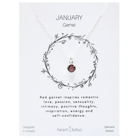 Birthstone necklace claw setting JANUARY sterling silver