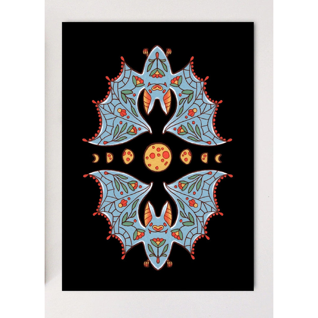 Moon Bats Art Print Fall Decor