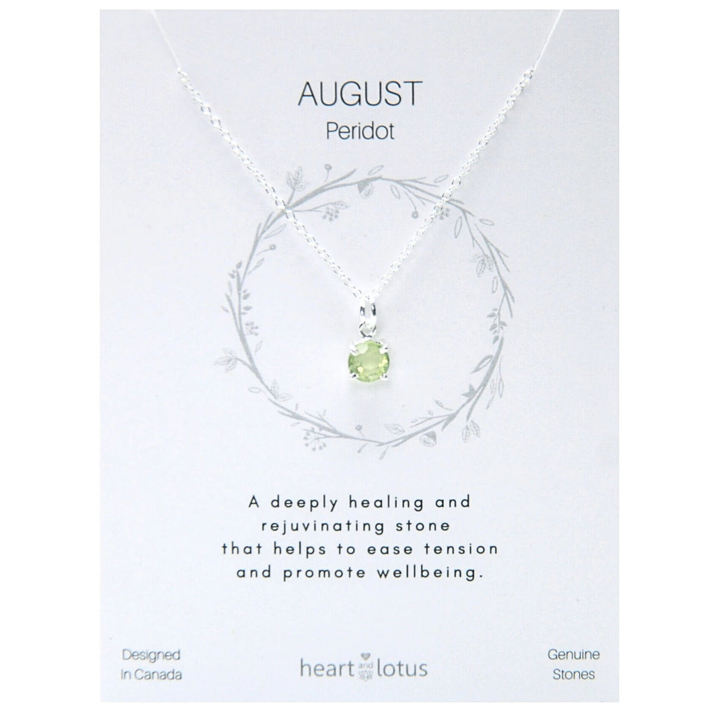 Birthstone necklace claw setting AUGUST sterling silver