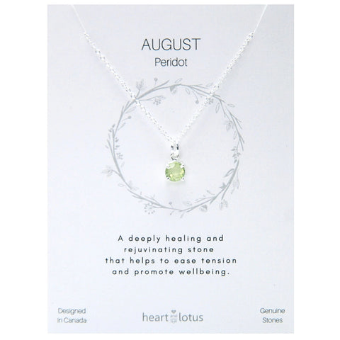 Birthstone necklace claw setting AUGUST sterling silver