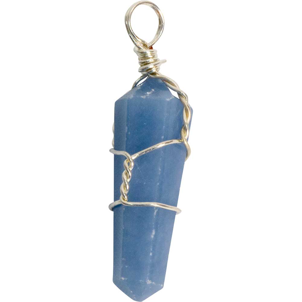 Pendant wire wrapped Angelite point