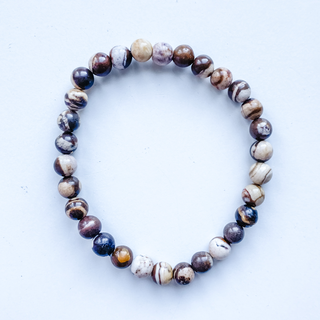 Bracelet 6mm brown zebra jasper