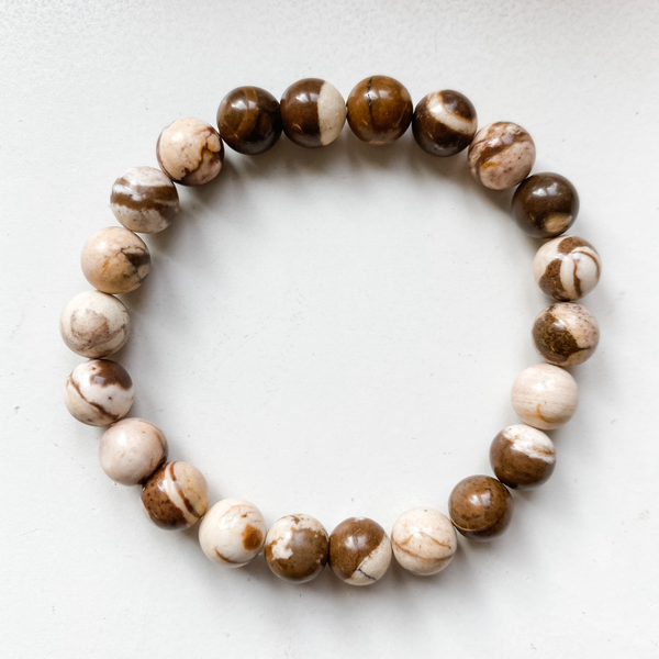 Bracelet 8mm zebra jasper