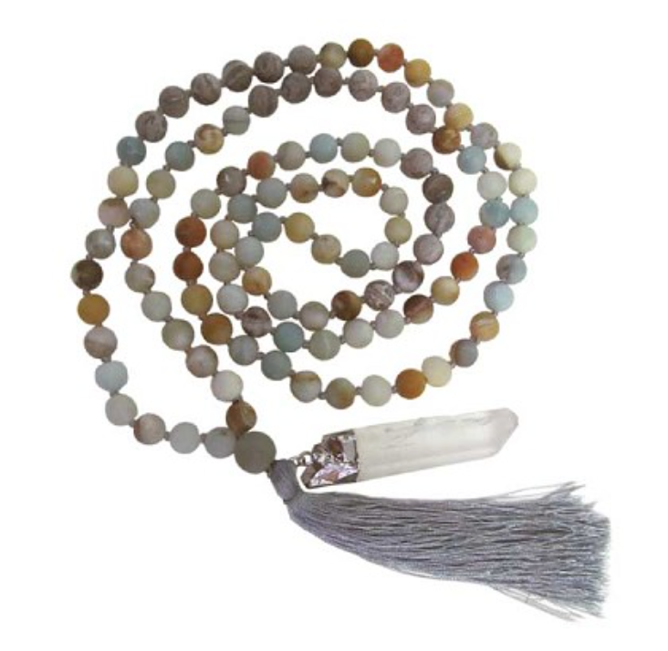 Mala Matte Amazonite & Map stone