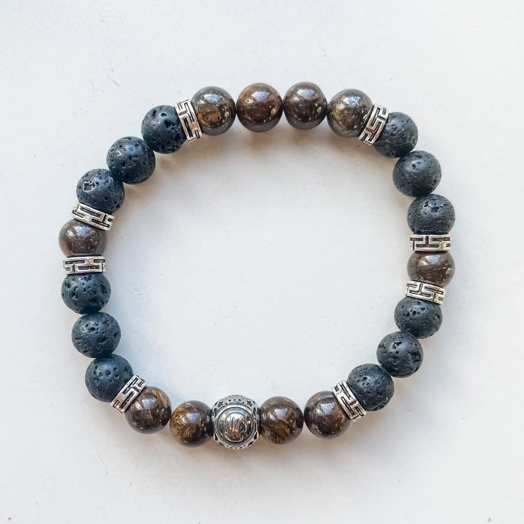 Virgo 8mm astrology bracelet w/ charm- Bronzite