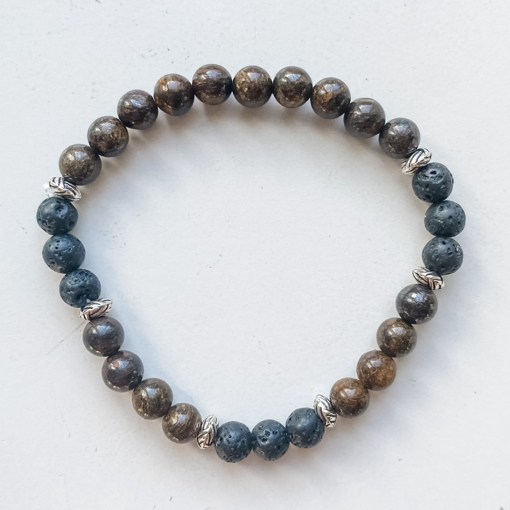 Virgo 6mm astrology bracelet - Bronzite