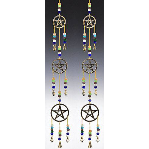 Windchime 3-Pentacle - Brass Chime W/Beads