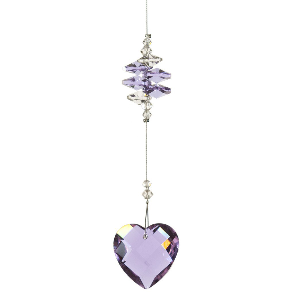 Suncatcher coeur en cristal lilas