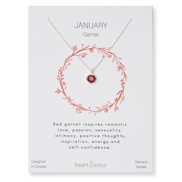 Birthstone Necklace Sterling Silver January Garnet