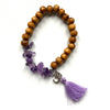 Bracelet Chip Amethyst, wood beads & om charm