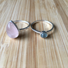 Ring set rose quartz drop with apatite round sterling silver