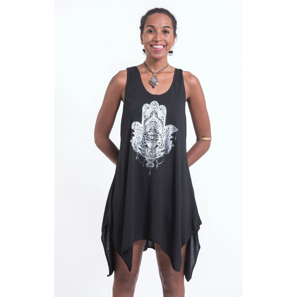 Super soft cotton tank - fatima silver on black (one size)