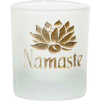 Votive Candle Holder Frosted - Namaste