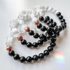 Bracelet 8mm black tourmaline, selenite, copper