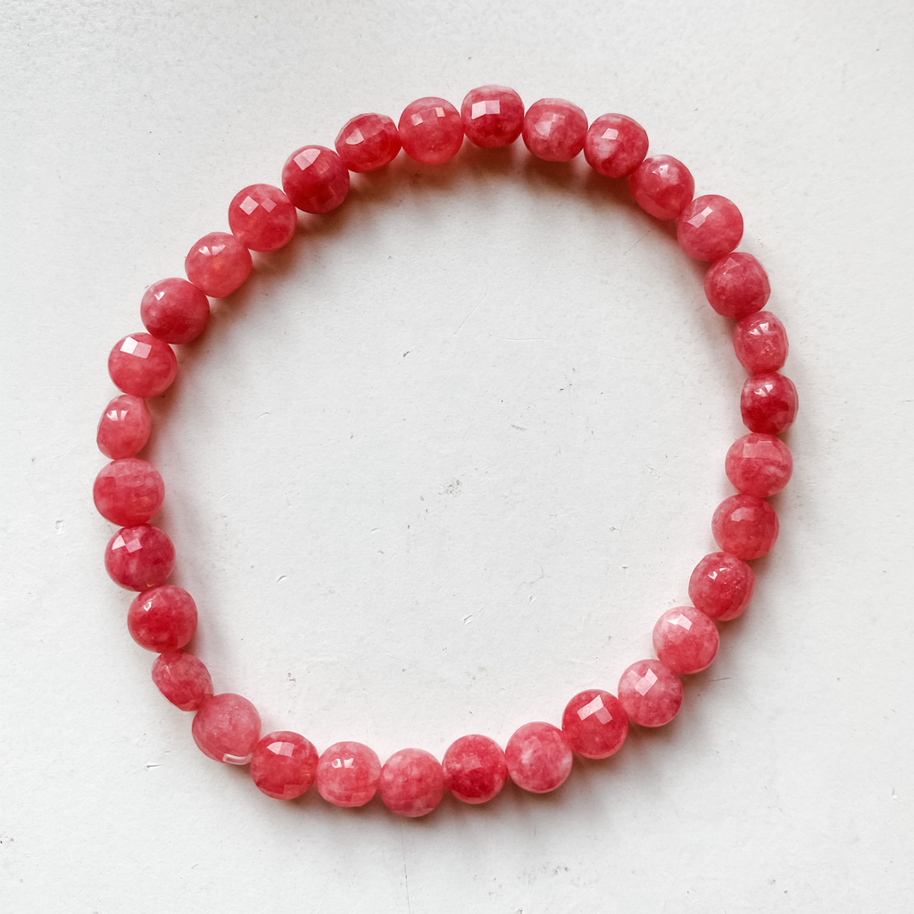 Bracelet 6mm rhodocrosite flat round faceted