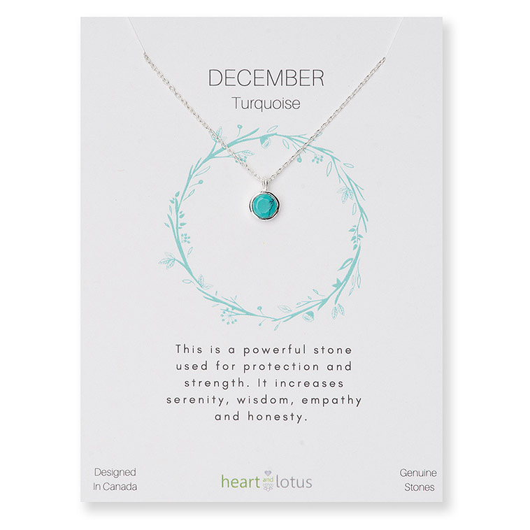 Birthstone Necklace Sterling Silver December Turquoise