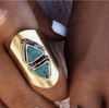 Ring turquoise double triangle sterling silver