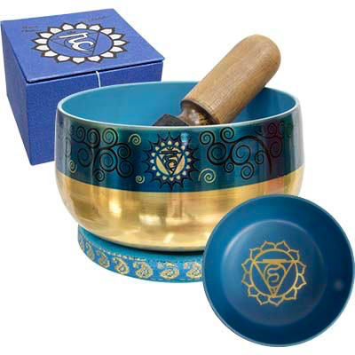 Singing bowl 5” throat chakra blue