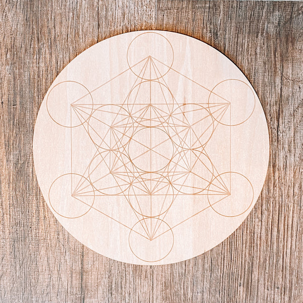 Wood crystal grid metatron 20cm