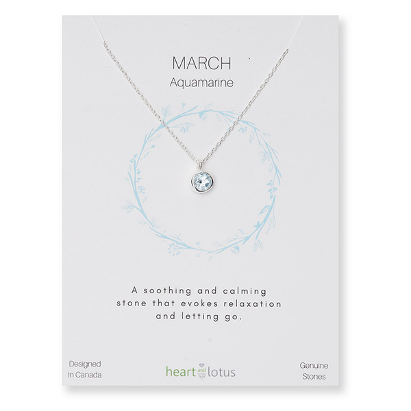 Birthstone Necklace Sterling Silver March Aquamarine