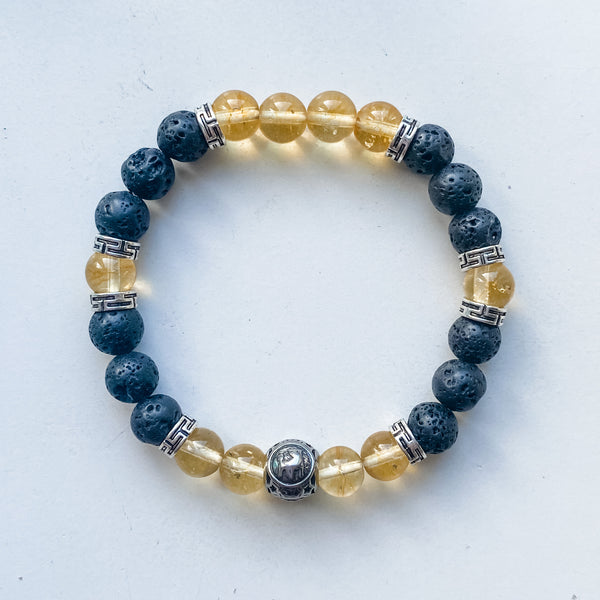 Bracelet d'astrologie Taureau 8 mm avec breloque - Citrine
