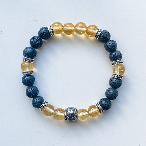 Bracelet d'astrologie Taureau 8 mm avec breloque - Citrine