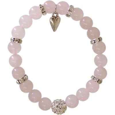 Bracelet 8mm rose quartz w/heart