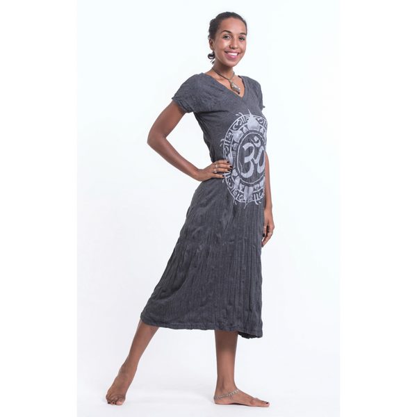 V Neck Dress - Ohm Silver on Black (one size)