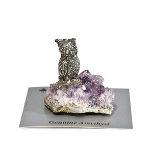 Owl pewter on Amethyst chunk