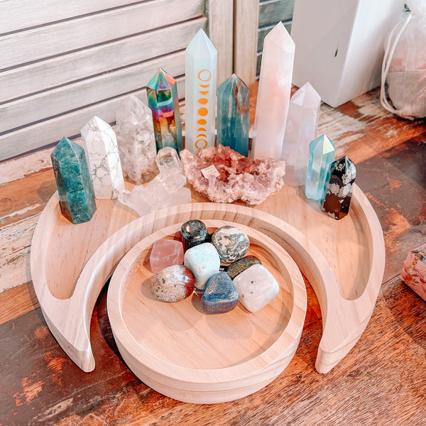 Wood moon tray set