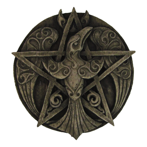 Crescent Raven Pentacle Stone Finish