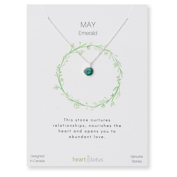 Birthstone Necklace Sterling Silver May Emerald