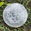 Selenite incense holder etched Om