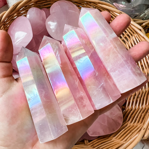 Angel Aura Rose Quartz Point