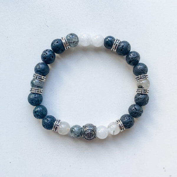 Bracelet astrologie Balance 8mm avec charm - Quartz Tourmilé