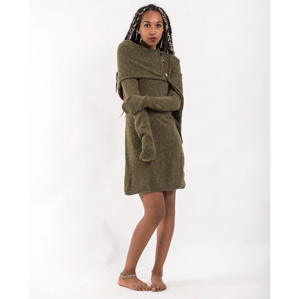 Hoodie/scarf Dress - green