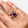 Ring amethyst tear drop sterling silver