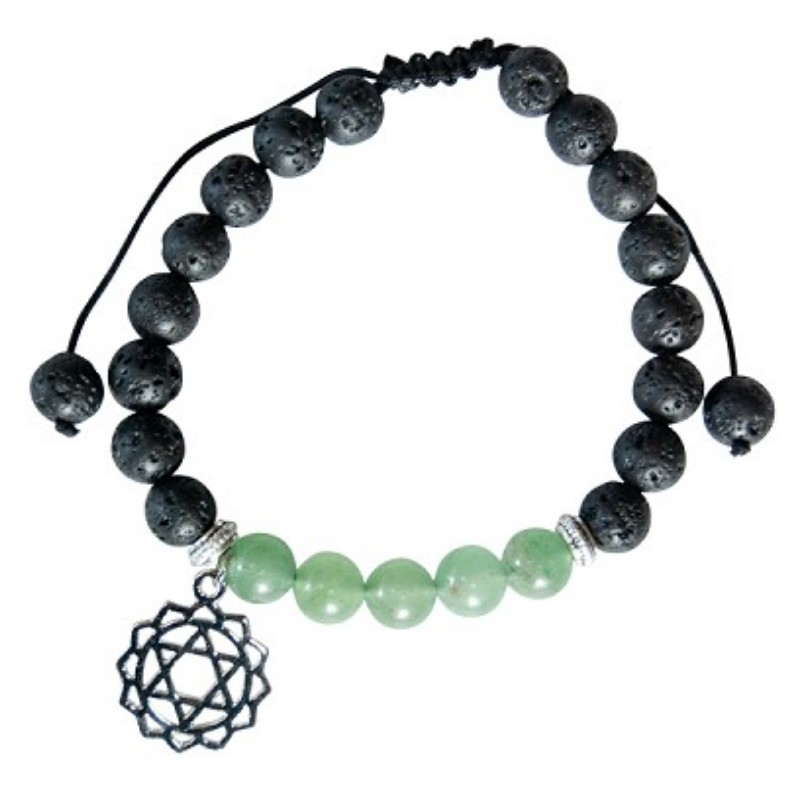 Chakra bracelet aventurine & lava heart