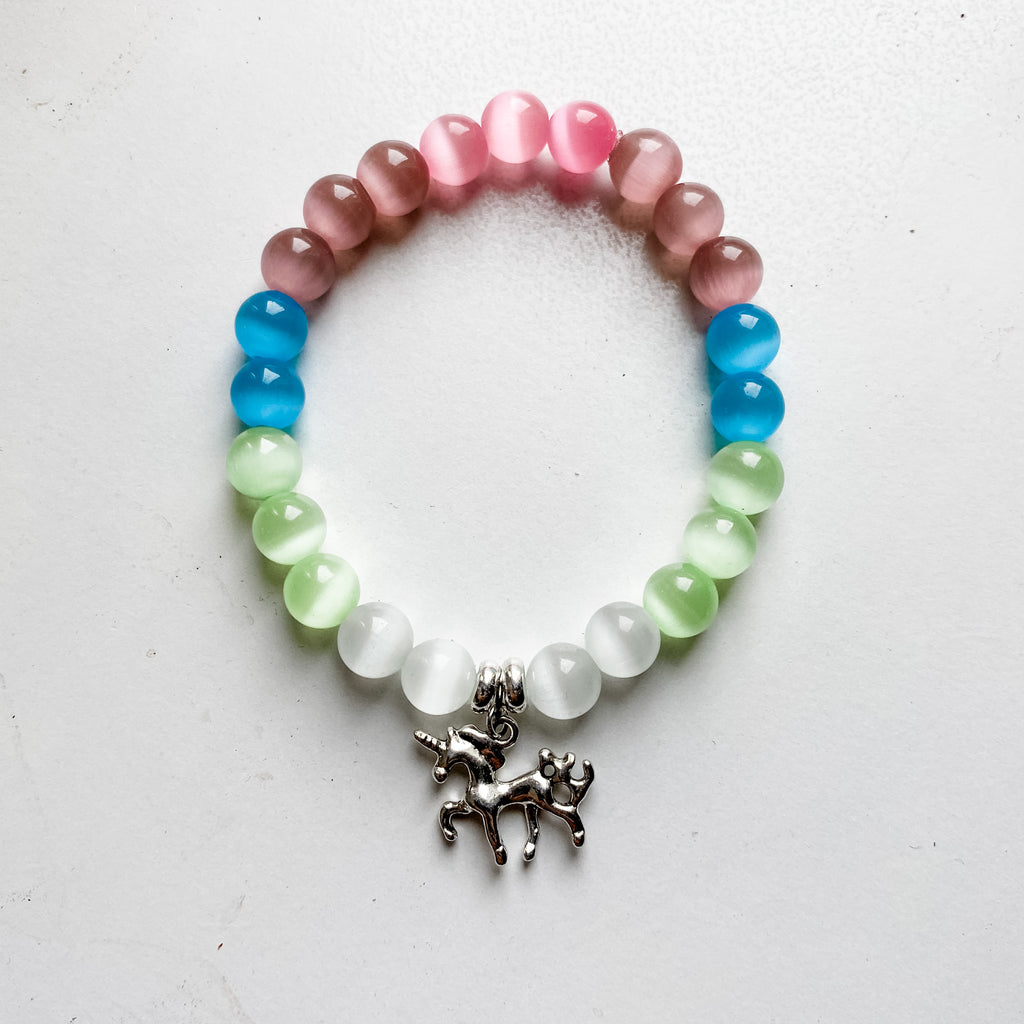 Bracelet 8mm cat’s eye unicorn