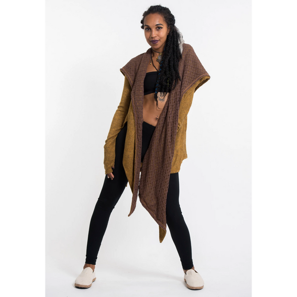 Hoodie Shawl Cardigan - Mustard